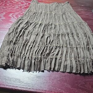 Brown Tiered Crinkle Skirt - Unbranded